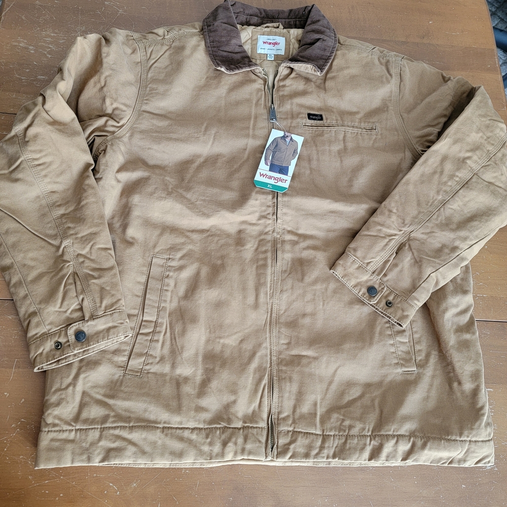 Wrangler Men's Canvas Work Jacket Tan  Size L NWT